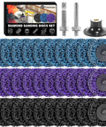 33 Piece Diamond Sanding Discs Set With 2 Inch Quick Change Strip Wheels For Drill Or Die Grinder, Rust And Paint Removal Tool With One Quarter Inch Roll Lock Holder, Mixed Colors