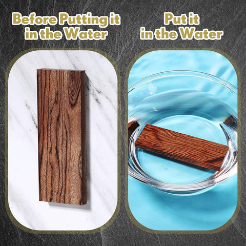 4 Pack Ironwood Knife Handle Scales, Natural Wood Knife Handle Material for DIY Knives shown dry and submerged in water