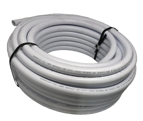 Coiled 1-1/2 Inch Flexible PVC Pool Pipe For Above Ground And Inground Plumbing, Spa Hose, Schedule 40 Tubing, 50 Feet, White