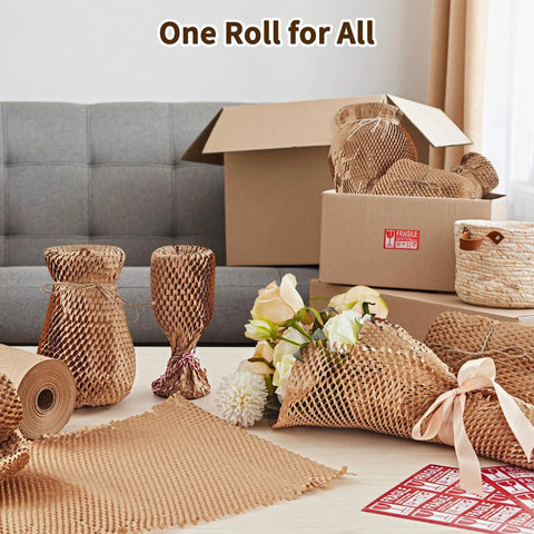 Honeycomb Packing Paper Roll 15 Inch By 400 Feet Expands Up To 640 Feet Cushioning Wrap For Packing Shipping Moving Gift Wrapping