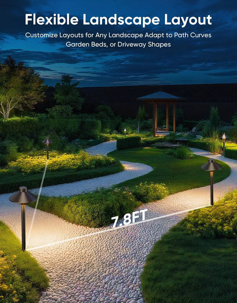 Low Voltage Landscape Lighting 12 Pack Aluminum 12V Pathway Lights illuminated garden path at night