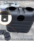 Dual 30Lb LP Propane Tank Cover For RVs And Travel Trailers Heavy Duty Black Plastic With Side Regulator Access Port And Individual Top Hatches Fits Two Tanks Easy Access For Camper And Recreational Vehicle