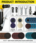 Heavy Duty Pneumatic Die Grinder Kit, 90 Degree Right Angle Build, Knuckle Buster Engineered At 25000 Rpm parts, sanding discs and attachments.