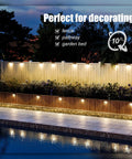 Top Shelf Solar Deck Lights 16 Pack, Slick Brown Shell Step Lights With Bright Warm White Glow, Weatherproof Outdoor Pathway Runners For Decks, Patios, And Backyard Zones illuminating a backyard fence and pathway.