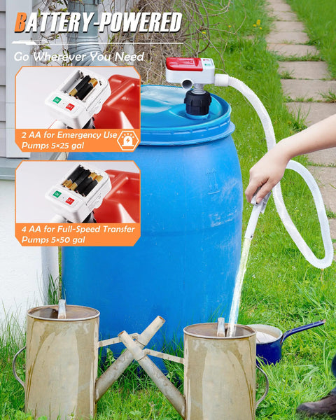 Battery Powered Gas Can Pump For Quick Fuel Transfers, Electric Siphon Pump With Auto Stop At 3.4 GPM in use, 5 gal can