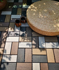 Durable Wood Plastic Composite Patio Deck Tiles With Interlocking Design For 3D Random Pattern DIY Floor Tiles under sunlight