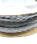 Close-up of 100 Ft Roll Zipper Pile Weatherstrip with 0.250 Inch Pile Height and 0.187 Inch Backing Gray for doors and windows