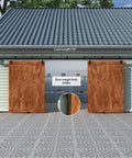 16 Ft Black Box Rail Exterior Barn Door Hardware Track Kit For Two Doors Built Tough With 500 Lb Weight Capacity Weatherproof System Installed
