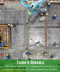 Construction site with workers using Heavy Duty 15 Mil Concrete Vapor Barrier Plastic Sheeting, 7 Ft By 70 Ft Roll in foundation slab
