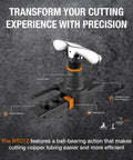 Pro Grade Flaring Tool Set NTF66C with NTC12 Tubing Cutter, Internal Clutch Support, Axial Spacing, Eccentric Cone on gray background