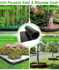 Root Barrier 12In By 15Ft By 60Mil For Trees, Recycled HDPE Landscape Edging Roll For Grass And Weed Control installation uses