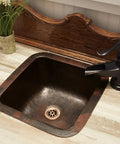 Pollock Undermount Bar Prep Sink Handmade Pure Solid Copper Zero Hole 12-Inch Aged Copper Kitchen Sink for Wet Bar