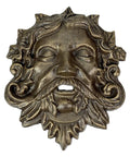 Top Tier Green Man Wall Decor, Slick 9.75 Inch Heavy Duty Cast Iron Plaque, Solid Bronze Finish face detail