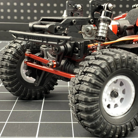 Beefed Up One Eighteenth Aluminum Steering Link Set For Redcat Ascent 18 RC Crawler Upgrade Black Anodized Heavy Duty Precision Engineered For Ultra Smooth Steering And Rock Solid Control Front And Rear Link Replacements on RC crawler chassis