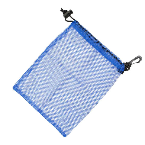 Blue Open Weave Mesh Bag For Dive Gear And More, 8 By 10 Inches, Quick Dry Storage with cord lock and clip