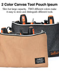 Heavy Duty Tool Backpack With Combo Lock And Dual Canvas Pouches Built Like A Tank For Electricians And Contractors Kicking It High On The Daily Grind In Brown with two color canvas pouches.