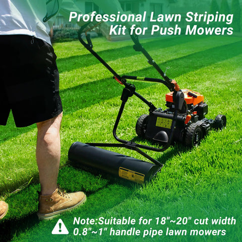 Dope Lawn Striper Kit For Push Mowers With Heavy Duty Stainless Steel Roller in use on green lawn