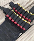 Ten Pack Seven Round Side Saddle Shell Carrier for 12 and 20 gauge shotguns with MOLLE pouch and hook and loop fastener on deck