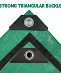 Heavy Duty 15x15 Ft Waterproof Tarp With Durable Reinforced Edges And Grommets, UV Resistant 10 Mil Thick, Green And Black, corner detail