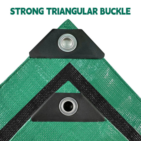 Heavy Duty 15x15 Ft Waterproof Tarp With Durable Reinforced Edges And Grommets, UV Resistant 10 Mil Thick, Green And Black, corner detail