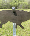 Three Eighths Inch AR500 15 By 30 Coyote Silhouette Steel Target For Range And Hunting Practice Heavy Duty 27 Lb Plate With Half Inch Mount Hole Unpainted Finish Mounting With Carriage Bolt Or AR500 T Post Hooks