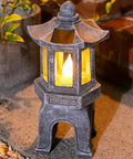 Solar Powered Pagoda Garden Statue With Flickering LED Lantern Outdoor Zen Decor For Calm Vibes In Your Yard Japanese Style Yard Light 13 Inch Tall Polyresin Pagoda With Auto On At Dusk