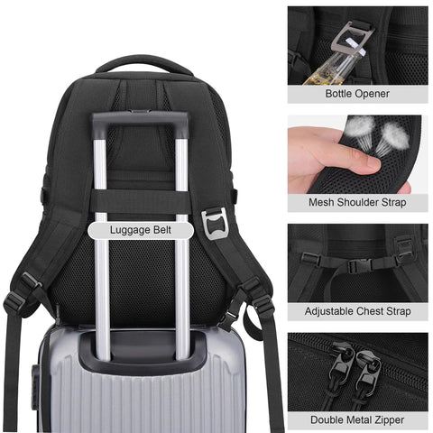 Heavy Duty Insulated Double Deck Cooler Backpack With 36 Can Capacity, Leakproof Liner, and Easy Access Pockets on luggage