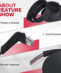 2 In 1 Heat Shrink Braided Sleeving Fabric Tubing Kit Half Inch Inner Diameter, 22 Feet Long, Tight Shrink Fit For Wires, abrasion resistant black braided cable sleeve on wires and connector