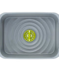 Top view of a Heavy Duty Plastic Sink Wash Basin For Dishes, Large Multipurpose Dishpan With Drain Plug, gray kitchen tub.