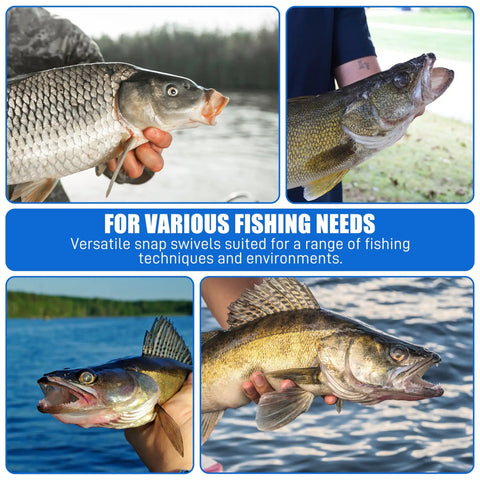 High Strength Fishing Barrel Swivels With Safety Snap Stainless Steel Barrel Swivel For Saltwater And Freshwater Copper Core With Black Nickel Finish Corrosion Resistant Smooth Rotation Solid Ring Tackle Connector, used on freshwater and saltwater fish rigs