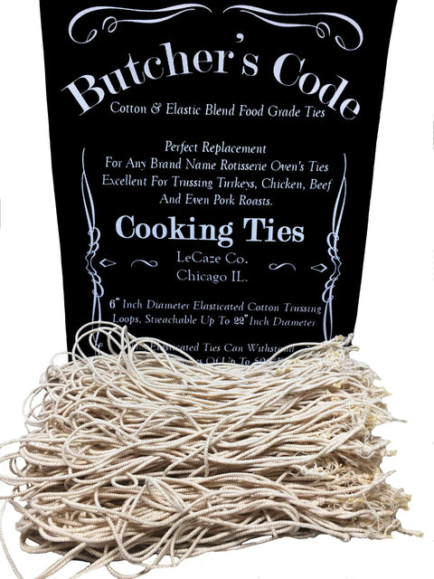Rotisserie Cooking Ties 50 Heat Safe Cotton Elastic Loops Trussing Twine For Chicken Turkey Roast And Meat packaging with loops