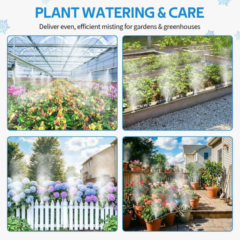 Outdoor Misting Cooling System Kit With 92 Ft Hose And 26 Brass Nozzles, Three Quarters Inch Brass Adapter, Leakproof And Rust Resistant Misters For Patio Backyard Gazebo Garden And Greenhouse Cooling