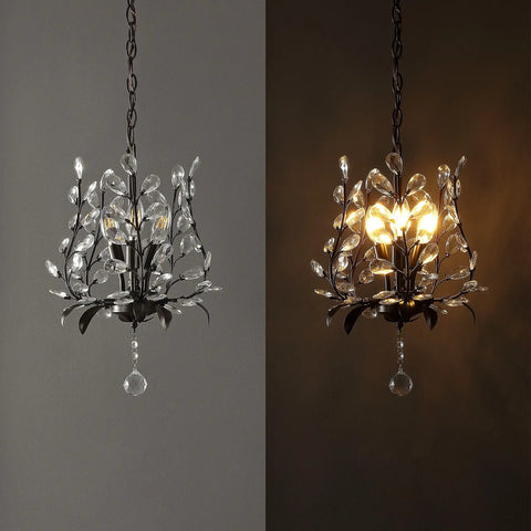 Oil Rubbed Bronze 12 Inch 3 Light Dope Bohemian Pendant Light With Vintage LED Branch Ceiling Fixture under dim and lit settings