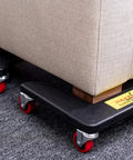 Heavy Duty Furniture Caster Set With 3 Wheel Low Profile Design For Easy Moving under a couch with swivel casters.