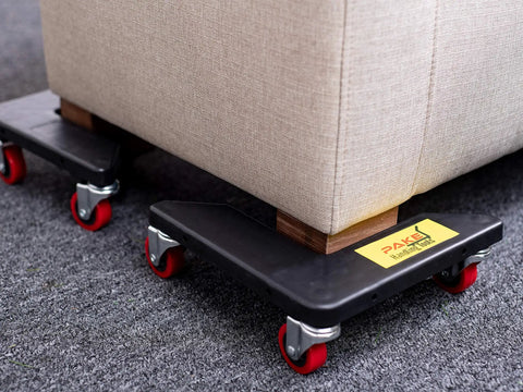 Heavy Duty Furniture Caster Set With 3 Wheel Low Profile Design For Easy Moving under a couch with swivel casters.