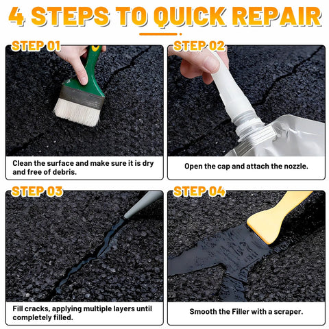 4-step guide to using High Elasticity Asphalt Crack Filler For Driveways And Walkways on asphalt surface