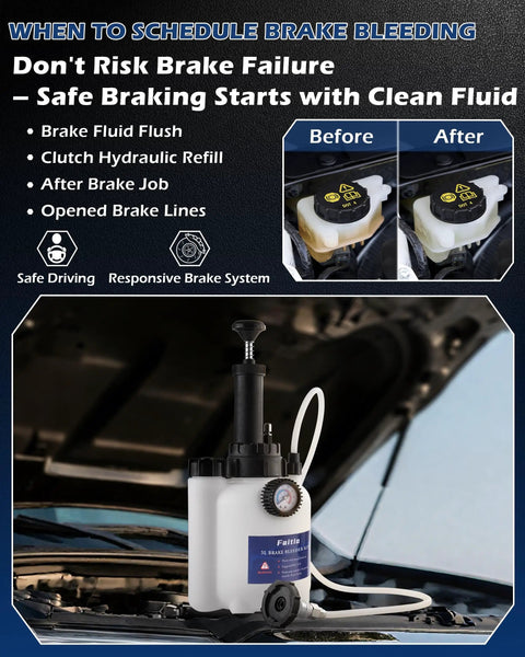 One Man Brake Bleeder Kit With 1L Catch Bottle For Flushing Brakes And Clutch System, Manual Power Bleeder Pump In Use