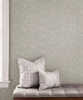 Poplin Texture Peel And Stick Wallpaper In Grey For DIY Walls No Mess Removable And Repositionable Wallpaper on wall with cushions