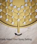 Close-up of Awaken G90 Multifunction Showerhead With Three Spray Modes for easy spray setting selection.