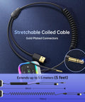 Car Bluetooth 5.4 Receiver With 3.5mm Aux, Coiled Cable, Gold-Plated Connectors, Extends up to 1.5 meters, Wireless Audio Adapter.
