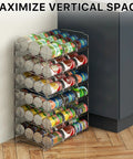 Solid As Rocks 3 Tier Stackable Can Organizer Rack Holds 36 Cans Chrome with sloped tiers for efficient storage.