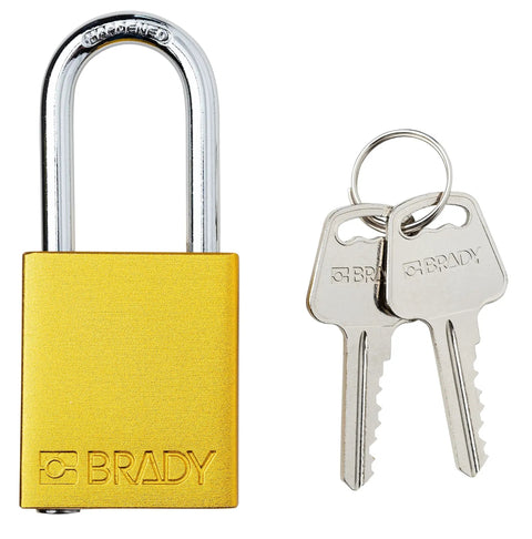 Lockout Tagout Padlock Set Six Pack Yellow Keyed Alike With Two Keys Per Lock OSHA Compliant Safety Locks Aluminum Bodies And Steel Shackles Brass Key Retaining Cylinders