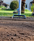 38 Inch Wide Leveling Lawn Rake With Stainless Steel Head And 72 Inch Aluminum Handle Top Notch Heavy Duty Yard Leveler on soil