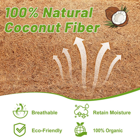 Natural Coconut Fiber Liner Roll 16 X 120 Inch Easy To Cut Coco Coir Mat for Planters and Garden Decor.
