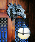 Marshgate Castle Dragon Electric Wall Sconce Light Fixture For Office Game Room Or Den Handcast Polyresin In Gray Stone Finish