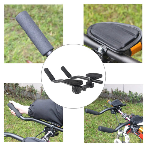 Clip On Aero Bar For Road And Mountain Bikes Aluminum Alloy TT Handlebar Armrest With Grip Friendly Grips