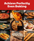 Pizza, oven fries, chicken wings, spring rolls, pies, pastry, fish sticks, bread, and baguette with Nonstick Oven Air Fryer Basket