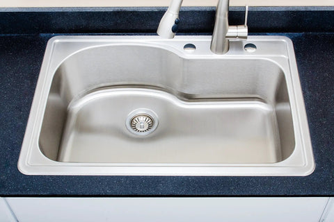 Offset Single Bowl Topmount Stainless Steel Kitchen Sink 18 Gauge Built Tough With Scratch Resistant Matte Finish Type 304
