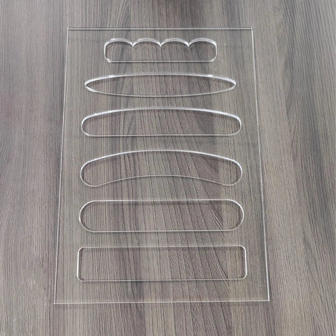 Top Shelf 6 In 1 Board Handle Router Template For Woodworking Pros Premium Clear Acrylic inlay guide with varied routing sizes.