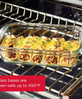 Brilliant Glass Food Storage Containers Set Of Nine With Airtight Leak Proof Lids BPA Free in oven with food, oven-safe up to 450°F